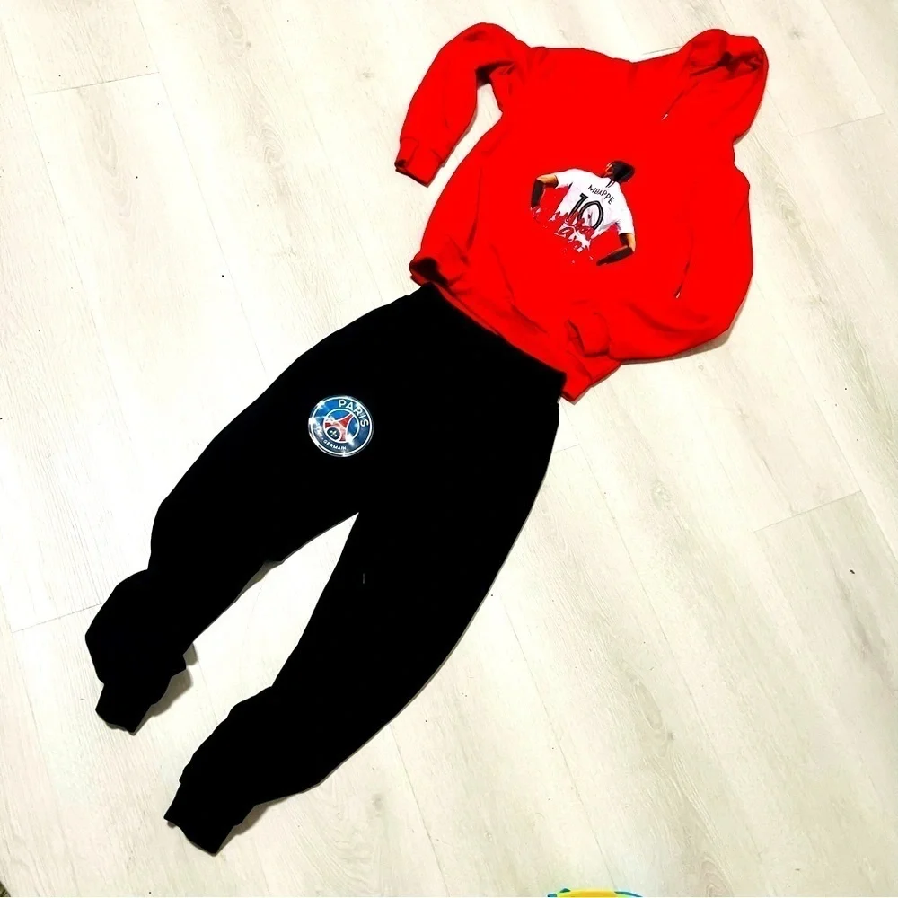 Kids Mbappé Size 140 (9-10) Pullover Hoodie and Sweatpants Set Hooded Outfits